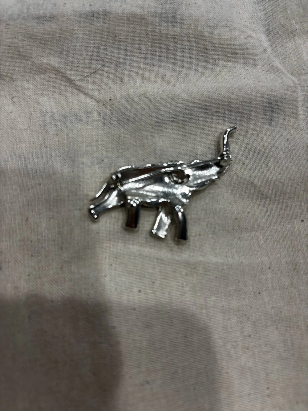 Vintage Silver Tone Rhinestone Elephant Brooch Pin | Lucky Elephant Figural